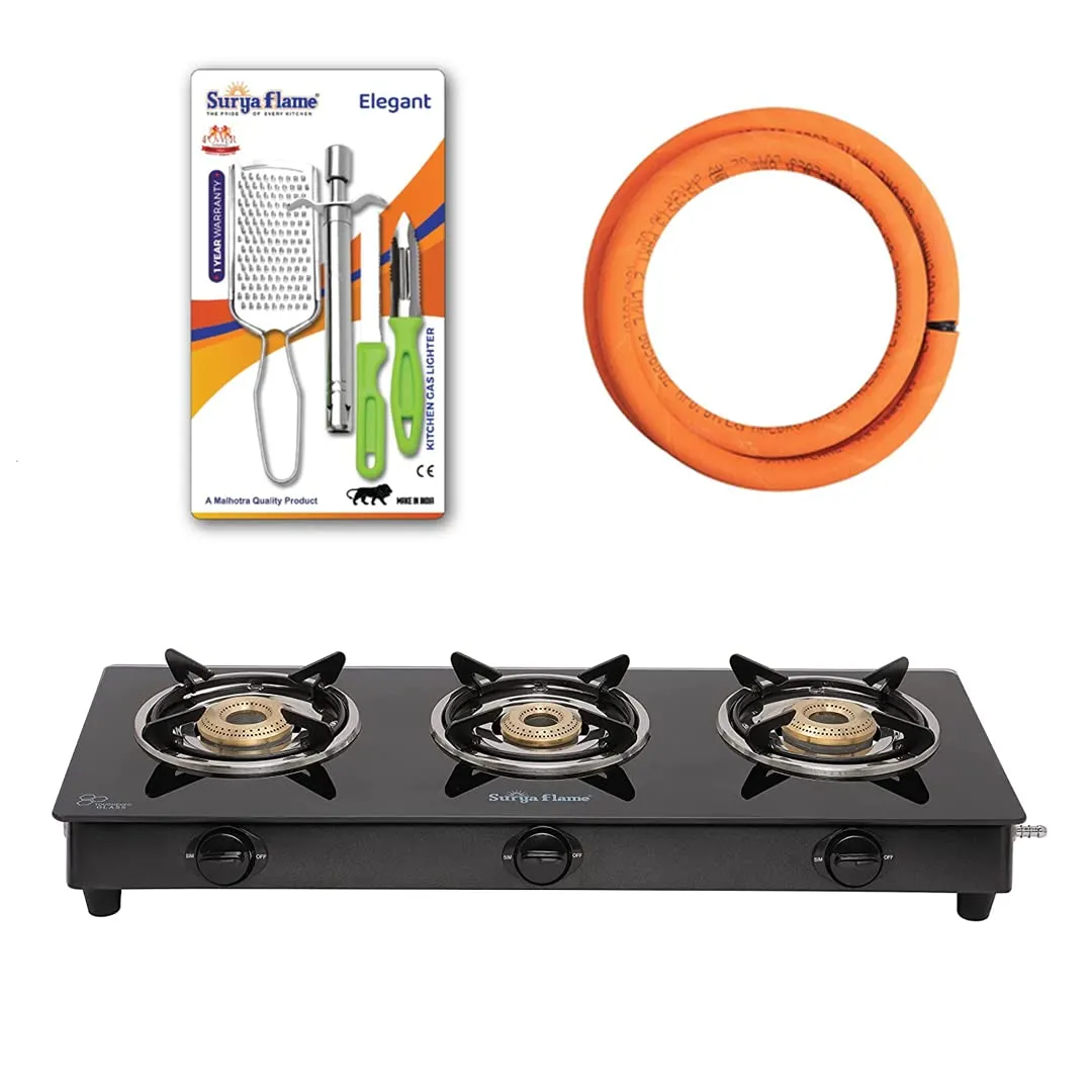 1 SF LPG STOVE 3B LIFESTYLE MS NA|1 SF HOSE PIPE 1.5 MTR..|1 SF SPARK LIGHTER - ELEGANT (PACK OF 4)..vb