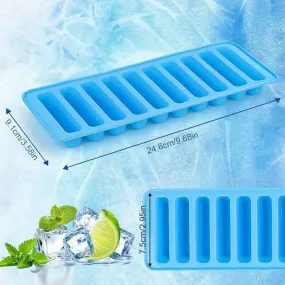 10-Cavity Silicone Granola Bar Mould for Finger Biscuits, Ice Cubes (Blue, Single piece)