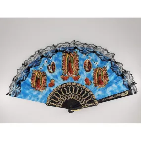 12 Pcs Our Lady Of Guadalupe Hand Held Folding Fans With Plastic Frame Spanish