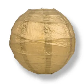 12" Gold Round Paper Lantern, Crisscross Ribbing, Chinese Hanging Wedding & Party Decoration