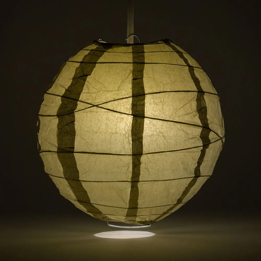 12" Gold Round Paper Lantern, Crisscross Ribbing, Chinese Hanging Wedding & Party Decoration