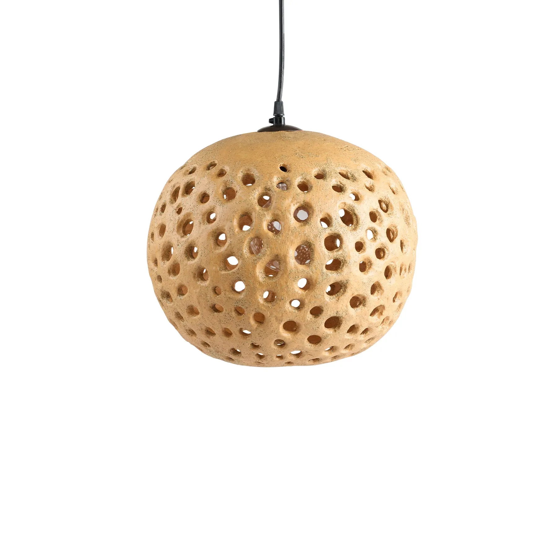 14" Ceramic Hanging Lantern in Tan