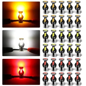 168 2825 W5W T10 LED Interior Light Bulbs 1.5W 300% High Brightness White Red Amber Blue | 30 Bulbs