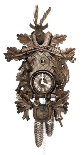 16" Black Forest Hunter Theme Eight Day Movement German Cuckoo Clock