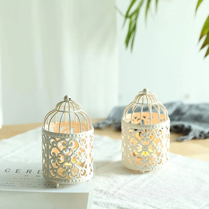 2 Pack Hanging Birdcage Tealight Lantern