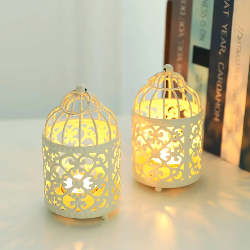 2 Pack Hanging Birdcage Tealight Lantern