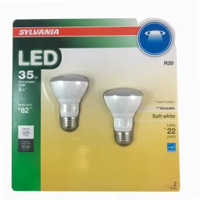 2PK - SYLVANIA 5w R20 LED Dimmable Soft White Bulb - 35w equiv.