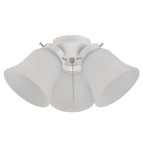 3 Light LED Cluster Light Kit, White Finish, Frosted Ribbed Glass