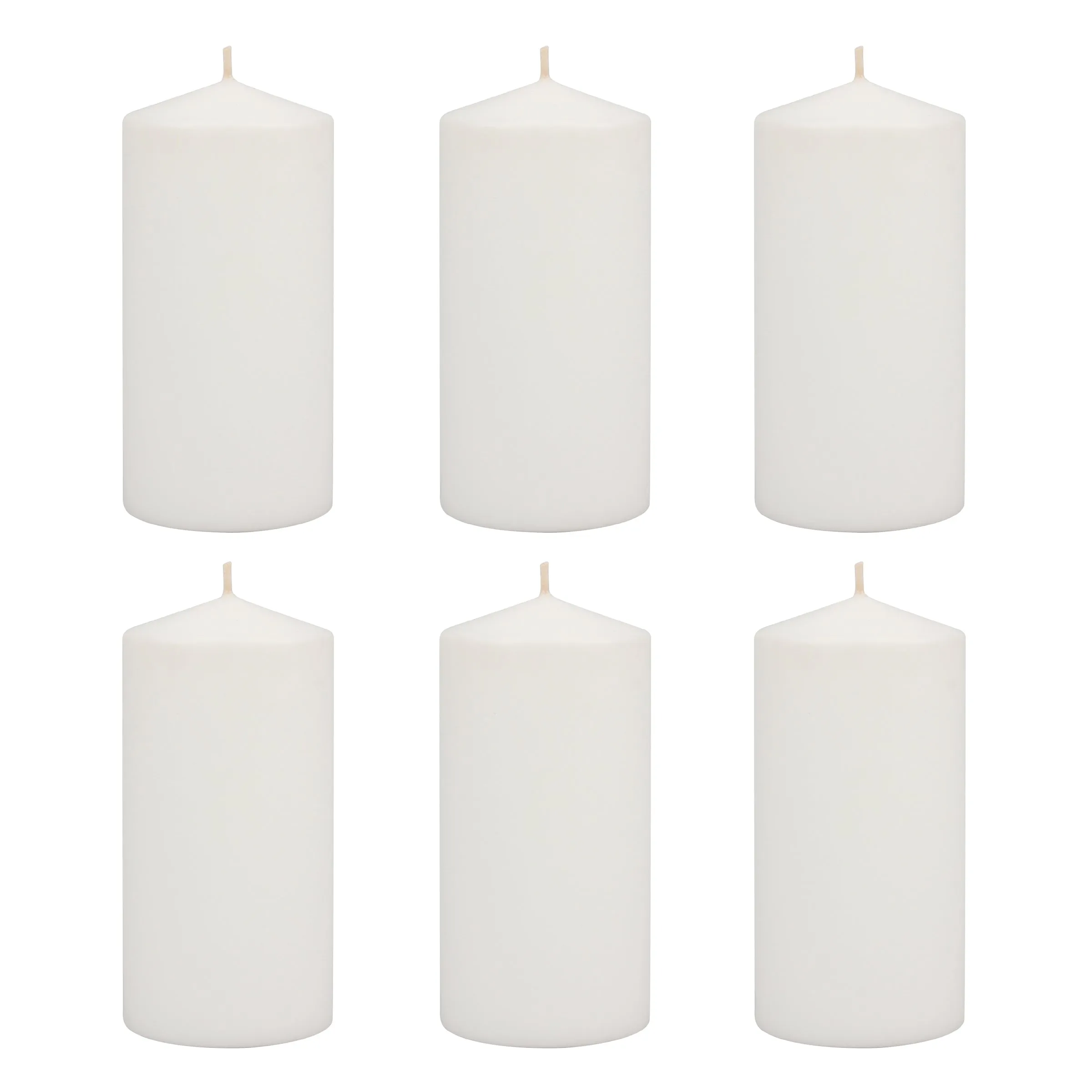 3x6 Inch Unscented White Pillar Candle Set (Set of 6)