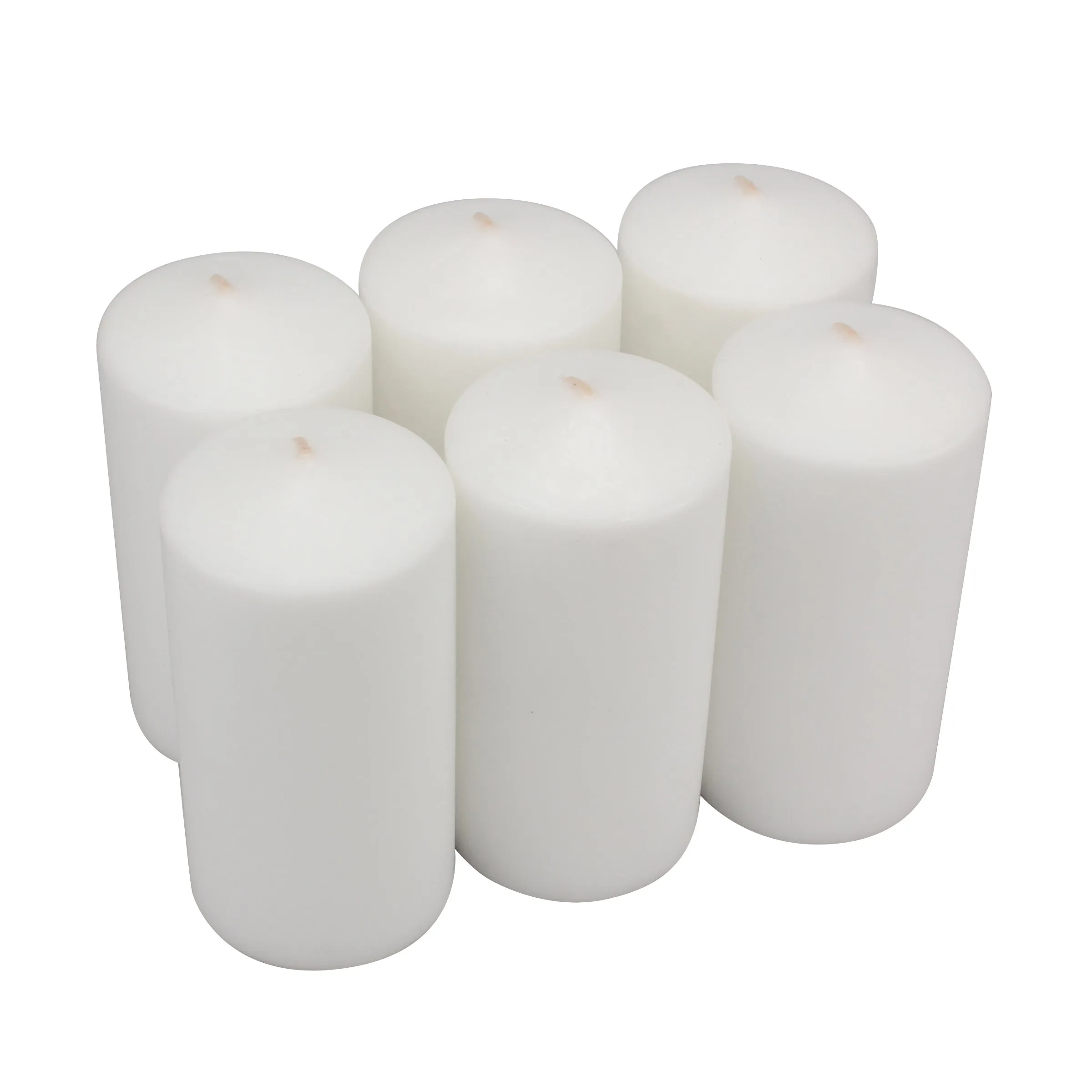 3x6 Inch Unscented White Pillar Candle Set (Set of 6)