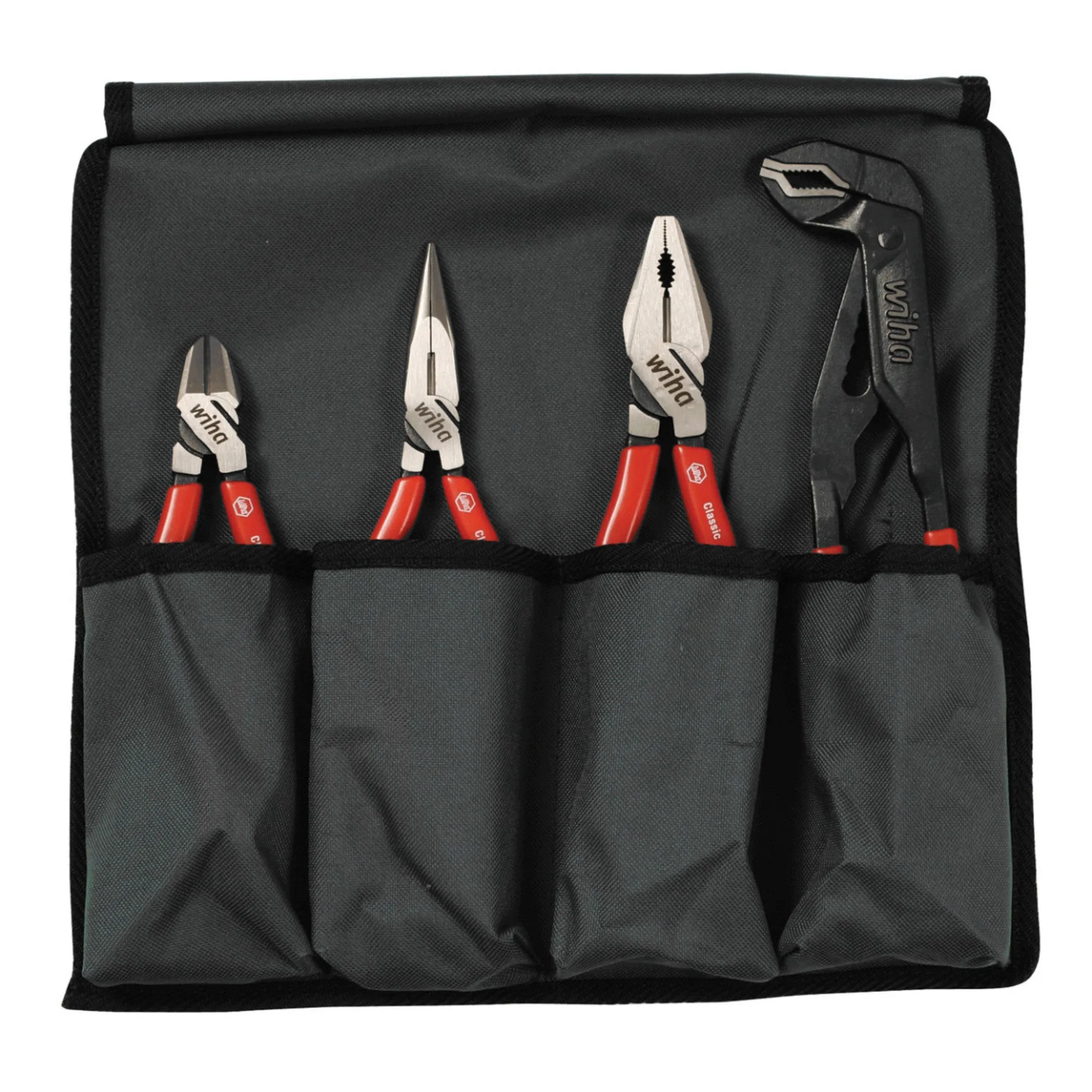 4 Piece Classic Grip Pliers and Cutters Set with Canvas Pouch