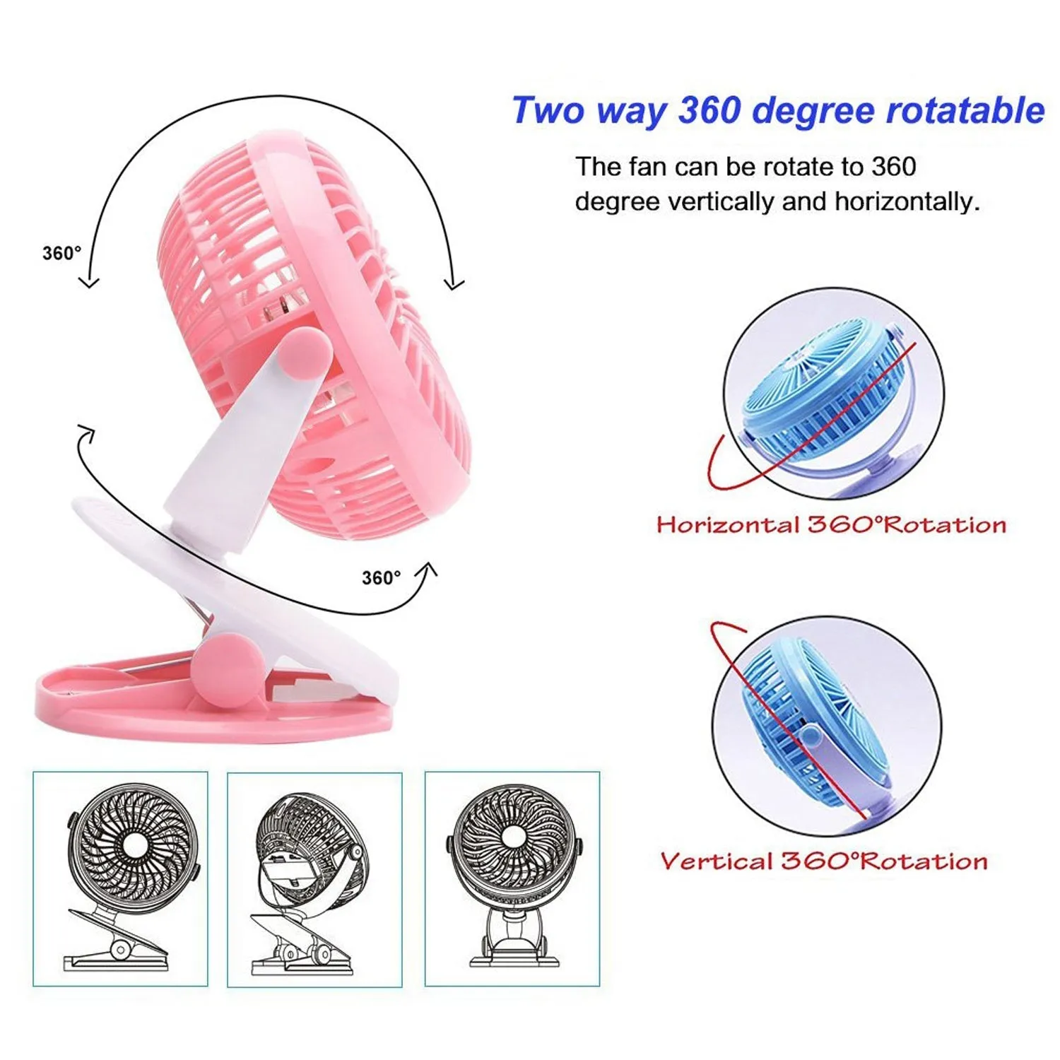 4824 Mini USB Clip Fan widely used in summers for cool down rooms and body purposes.(Battery Not Include)