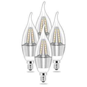 4pcs 5W E12 Candelabra Bulbs, 600 LM, 50W Equivalent, 3000K Warm White, Non-Dimmable