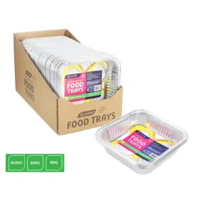 5 Pack Square Foil Baking Tray - 20.7cm x 20.7cm x 4.4cm