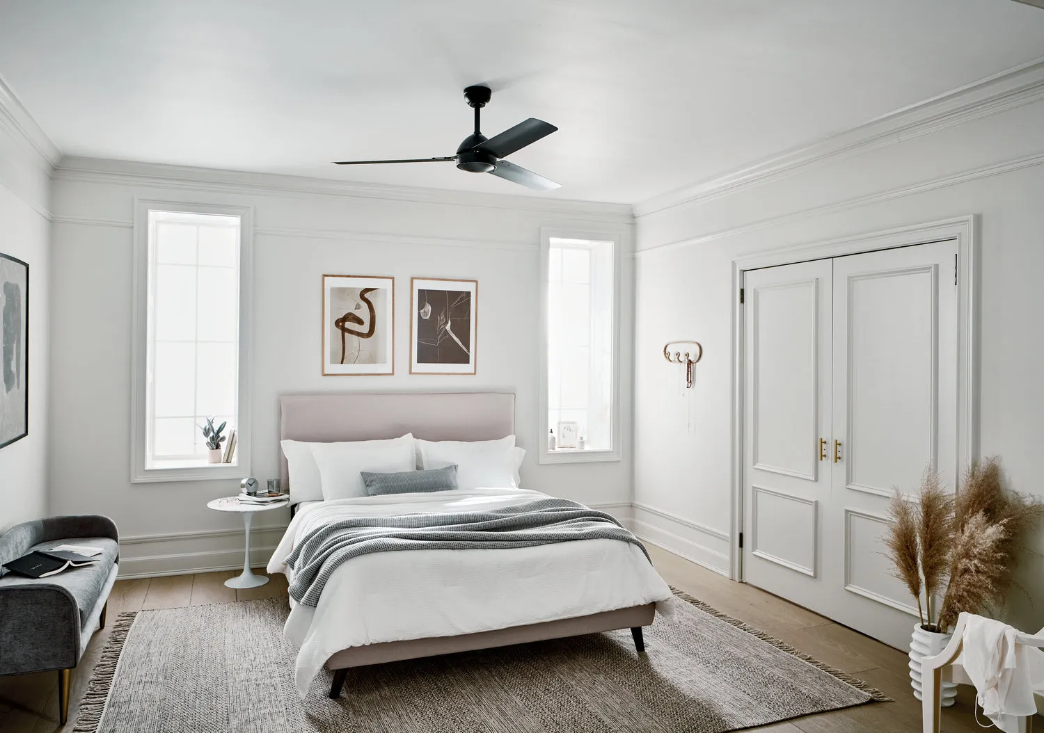 56"Ceiling Fan from the Todo Collection in Satin Black Finish by Kichler