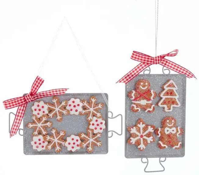 6" Gingerbread Cookies on a Metal Tray Ornament