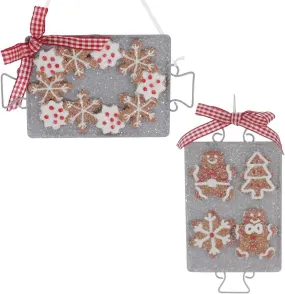 6" Gingerbread Cookies on a Metal Tray Ornament