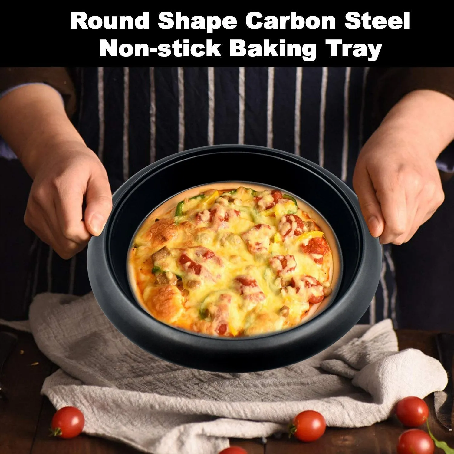 7034 Round Shape Carbon Steel Non-stick Baking Tray (11 Inch)