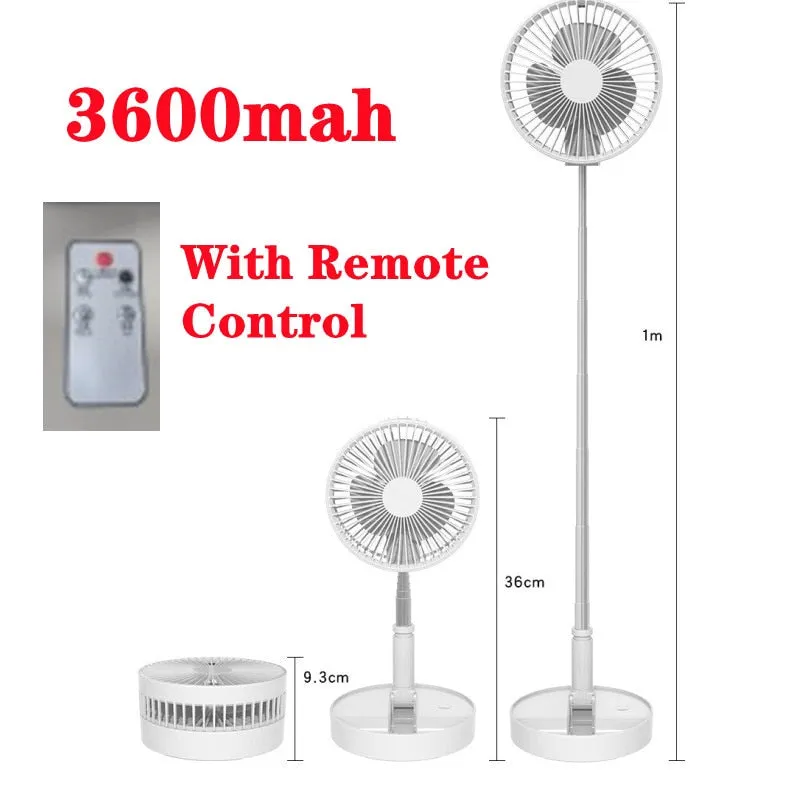 7200mah Portable Fan Rechargeable Mini Folding Telescopic Floor