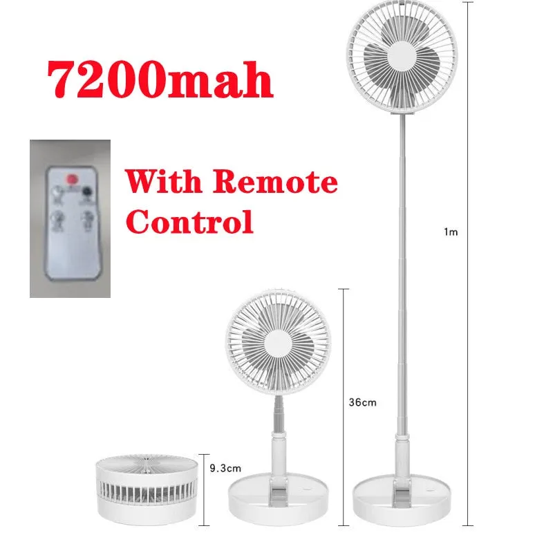 7200mah Portable Fan Rechargeable Mini Folding Telescopic Floor