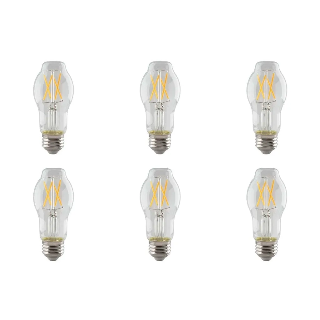 8W BT15 LED - Clear - Medium base - 2700K - 800 Lumens - 120V - 6-Pack