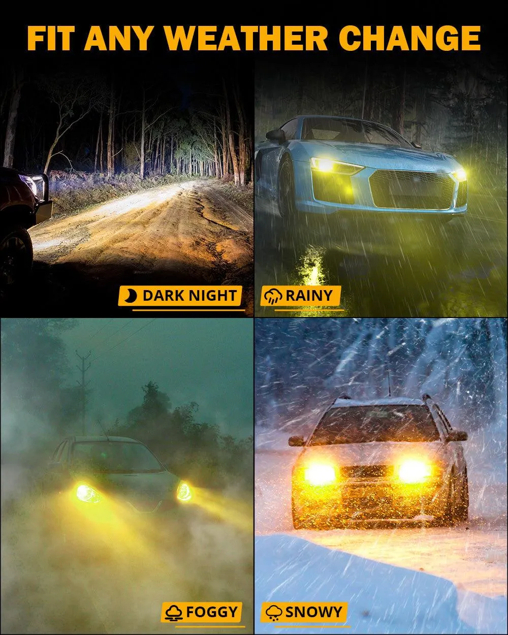 🆕9012/HIR2 RGB LED Headlight Bulbs/DRL/Fog Light R7 Series 70W 25000LM 65000K Cool White   RGB Remote Control | 2 Bulbs