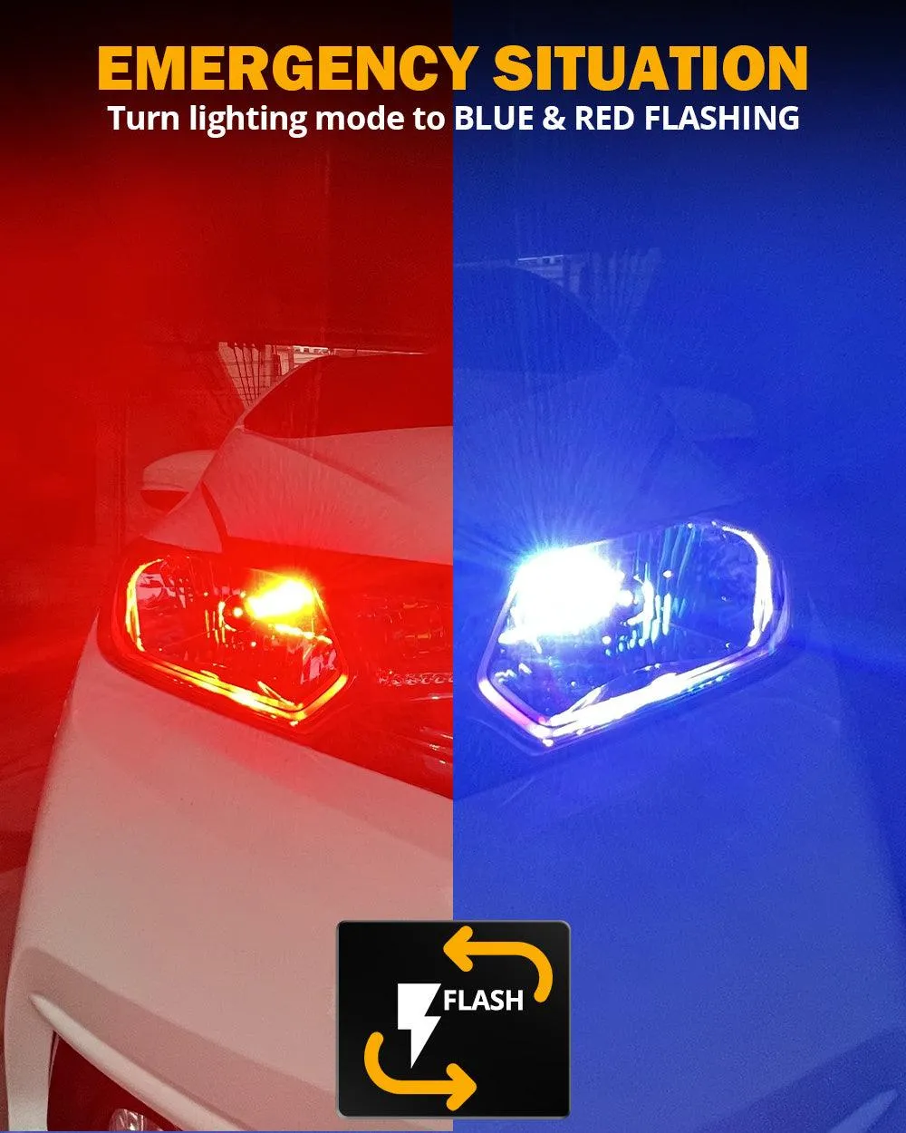 🆕9012/HIR2 RGB LED Headlight Bulbs/DRL/Fog Light R7 Series 70W 25000LM 65000K Cool White   RGB Remote Control | 2 Bulbs