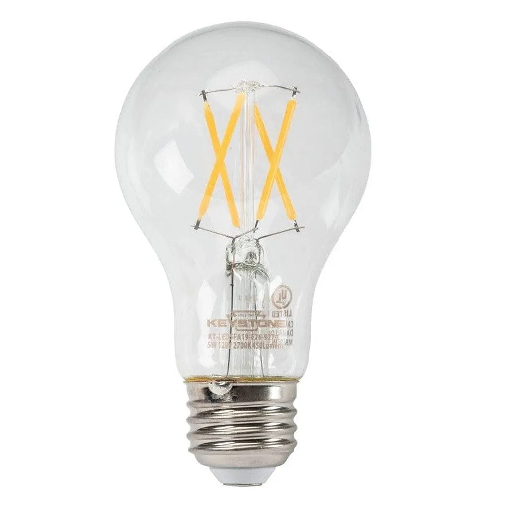 A19 Filament Bulb, 60W Equivalent, E26 Medium Base, 3000K, 90CRI, Clear