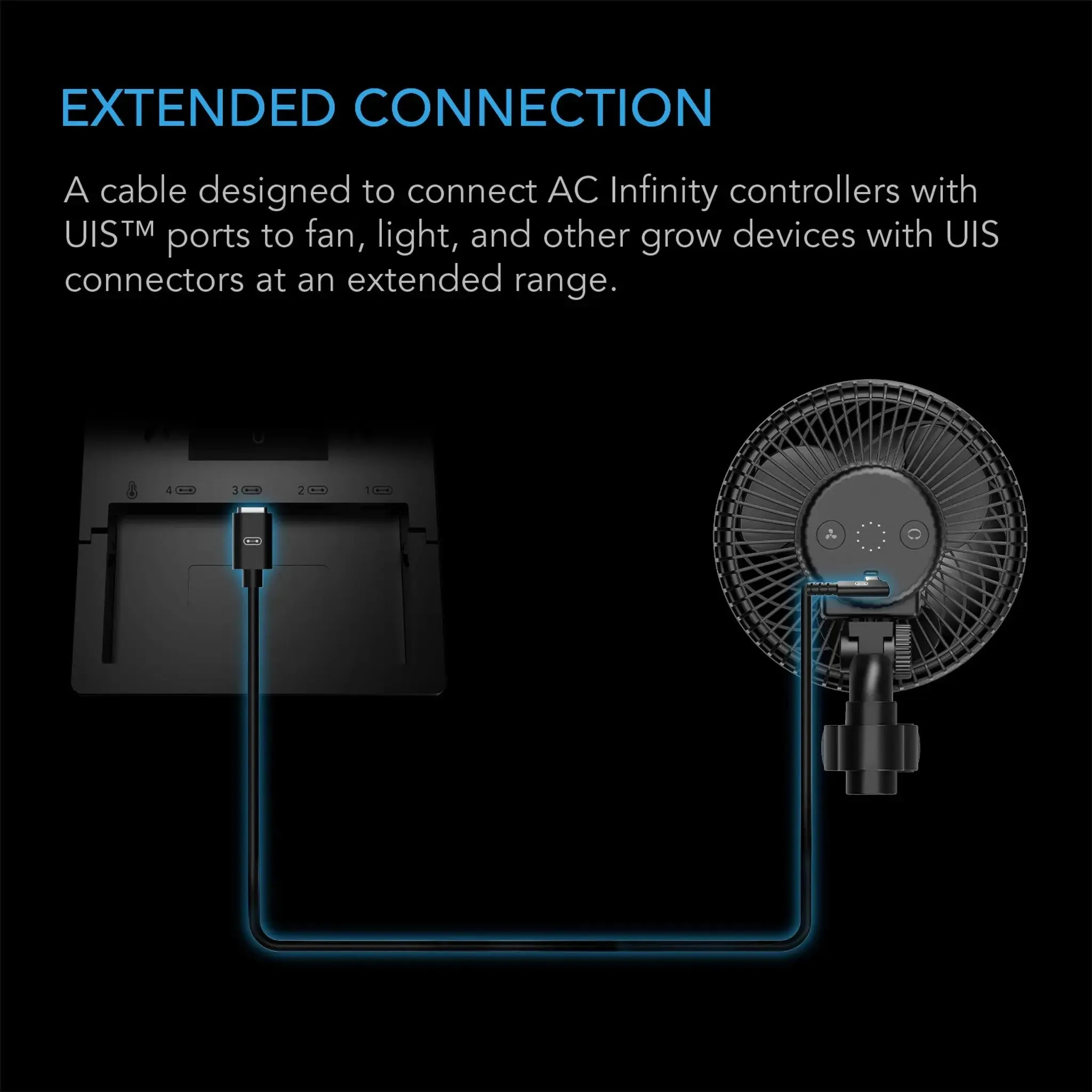 AC Infinity UIS To UIS Extension Cable, L-Shaped Male To Male, 10'