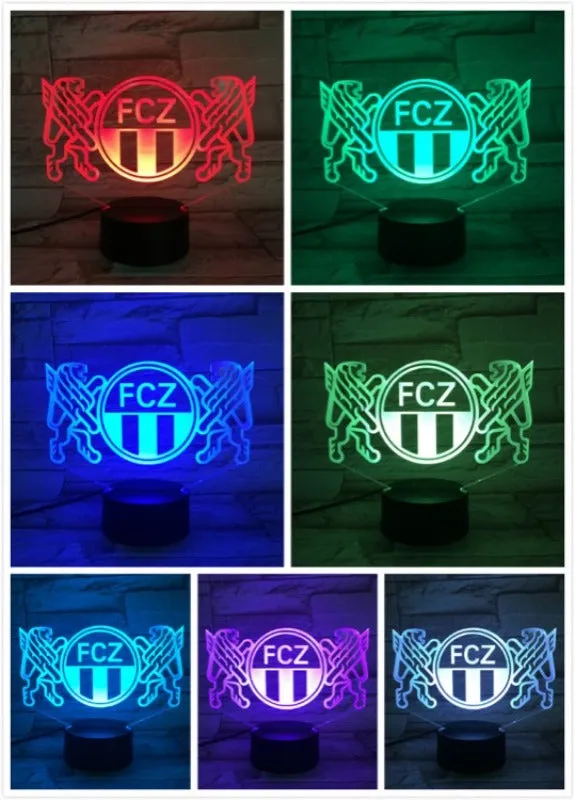 ACG LAMP，Football FC Zurich LOGO 3D lamp 1/3/7/16 colors variations