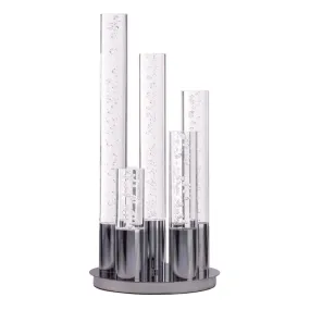 Acrylic Cylinder Dimmable Table Lamp, 5 Light Chrome