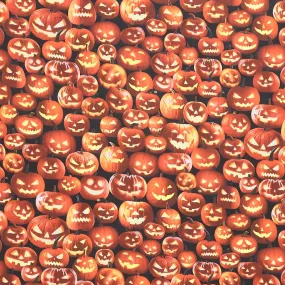 All Hallows Eve - Packed Jack O Lanterns Pumpkin Yardage