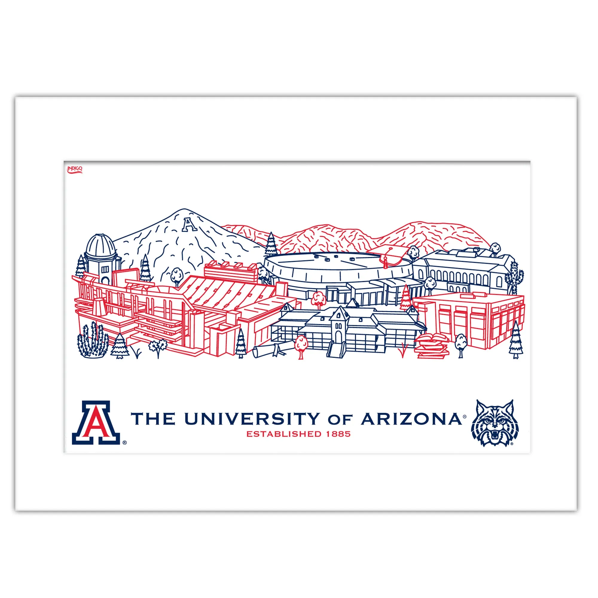 Arizona Wildcats Matted Campus Wall Art 11" x 14"