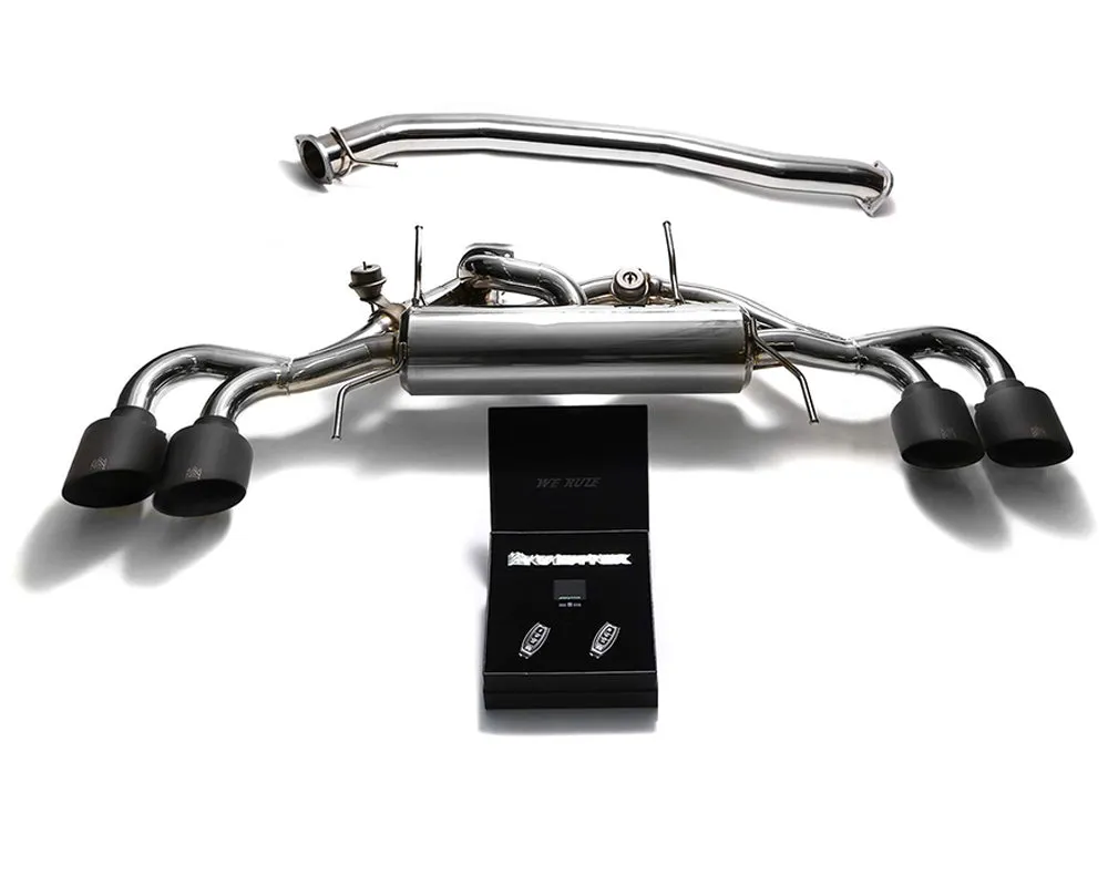 ARMYTRIX Stainless Steel Valvetronic Catback Exhaust 90mm System Quad Matte Black Tips Nissan GT-R R35 2009-2021