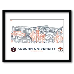 Auburn Tigers Framed Campus Wall Art 11" x 14"