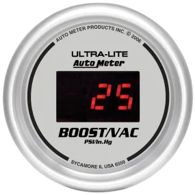 AutoMeter 6559 GAUGE; VAC/BOOST; 2 1/16in.; 30INHG-30PSI; DIGITAL; SILVER DIAL W/RED LED