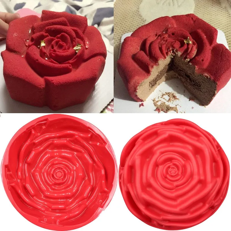 Big Rose Flower Baking Tray Silicone Cake Mold Form