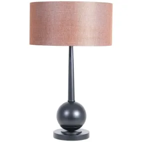 Black Table Lamp With Tan Shade 65cm