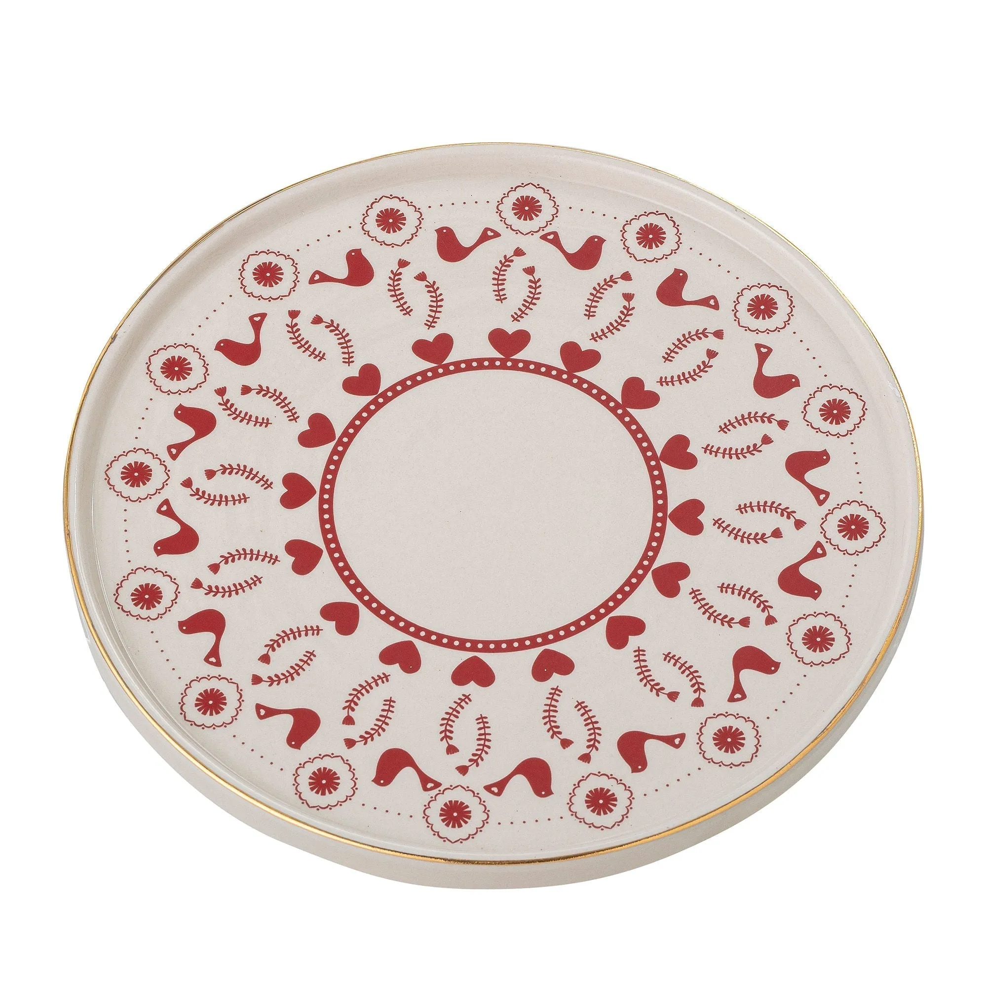 Bloomingville Jolly Cake Tray, Red, Stoneware