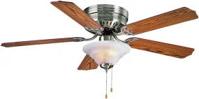 Boston Harbor Ceiling Fan, 5-Blade, Oak/Walnut Blade, 52 in Sweep, MDF Blade, 3-Speed :EA: QUANTITY: 1