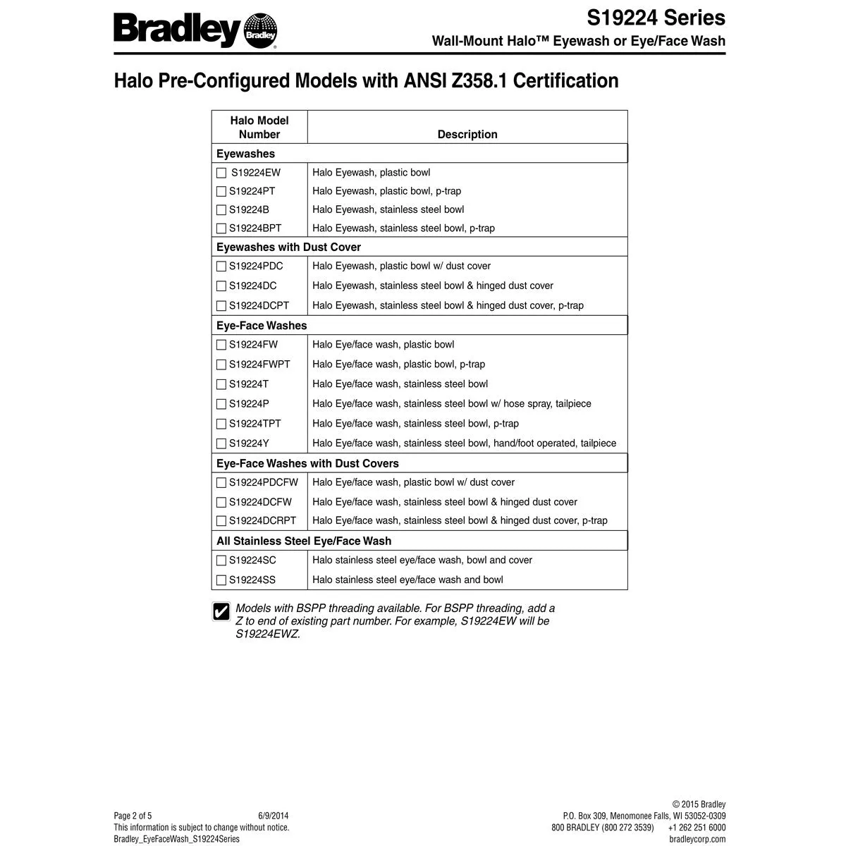 Bradley S19224SC Stainless Steel Eye-Face Wash, Bowl and Dust Cover