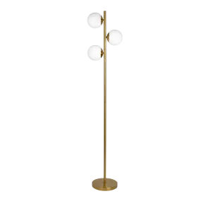 Brilliance Modern Gold Brush Floor Lamp, Opal Glass Shades and Round Metal Base