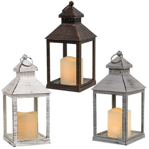 Brushed Metal Look Lantern, 3 Asstd. Sold Individually