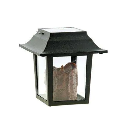 Burnt Mustard Pillar Solar Lantern, 6 inch