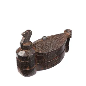 Carved Teak Tika Box From Banswara, Rajasthan - Ca 1920