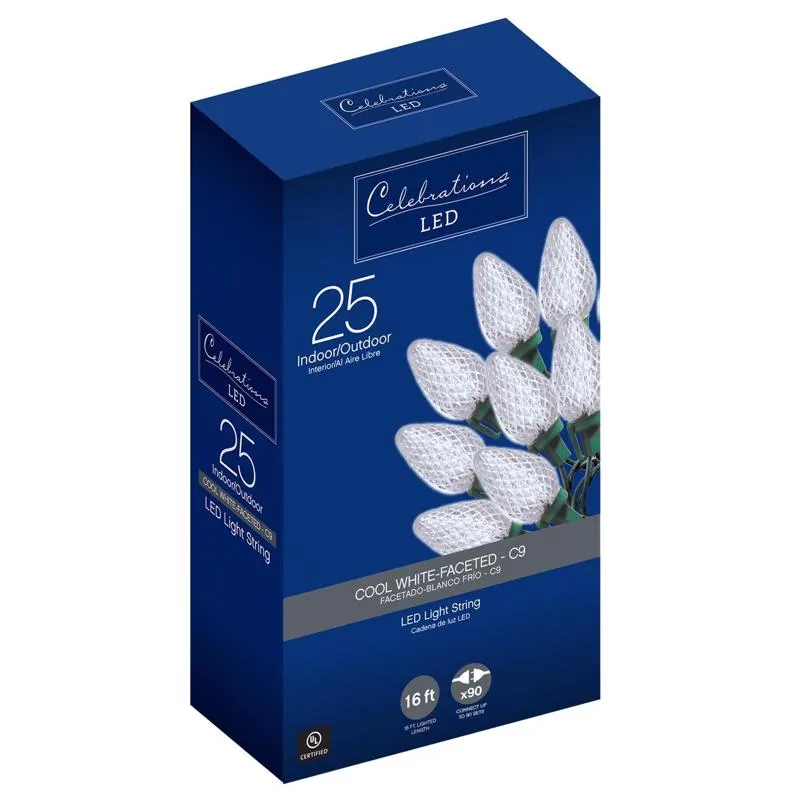 Celebrations LED C9 Cool White 25 ct String Christmas Lights 16 ft.