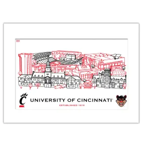 Cincinnati Bearcats Matted Campus Wall Art 11" x 14"