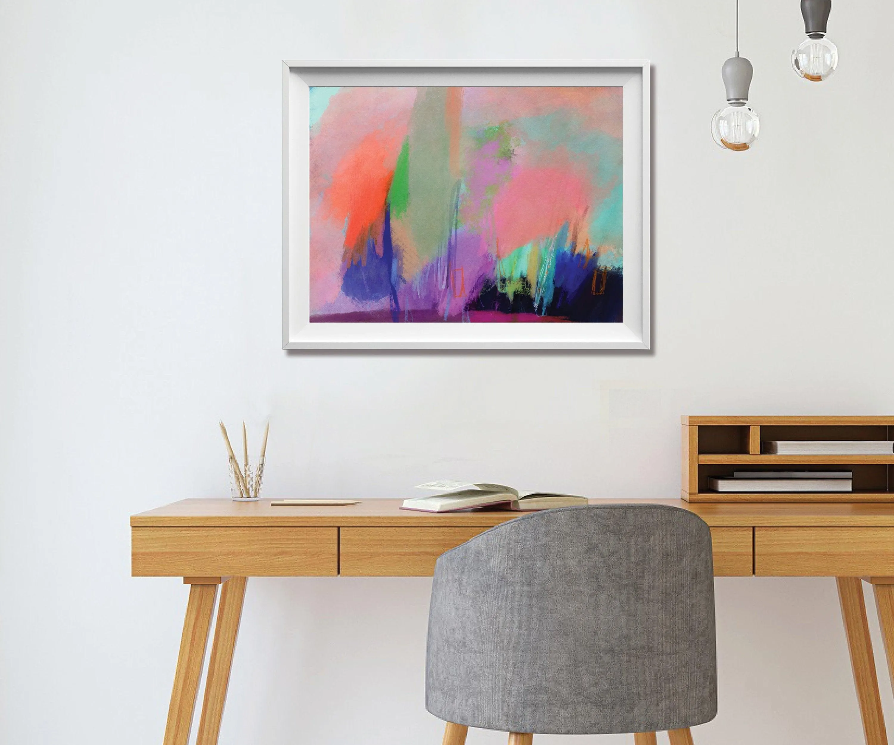 Colorful print, Extra large wall art print, Pink and orange wall art print, living room wall art, canvas wall art by Camilo Mattis