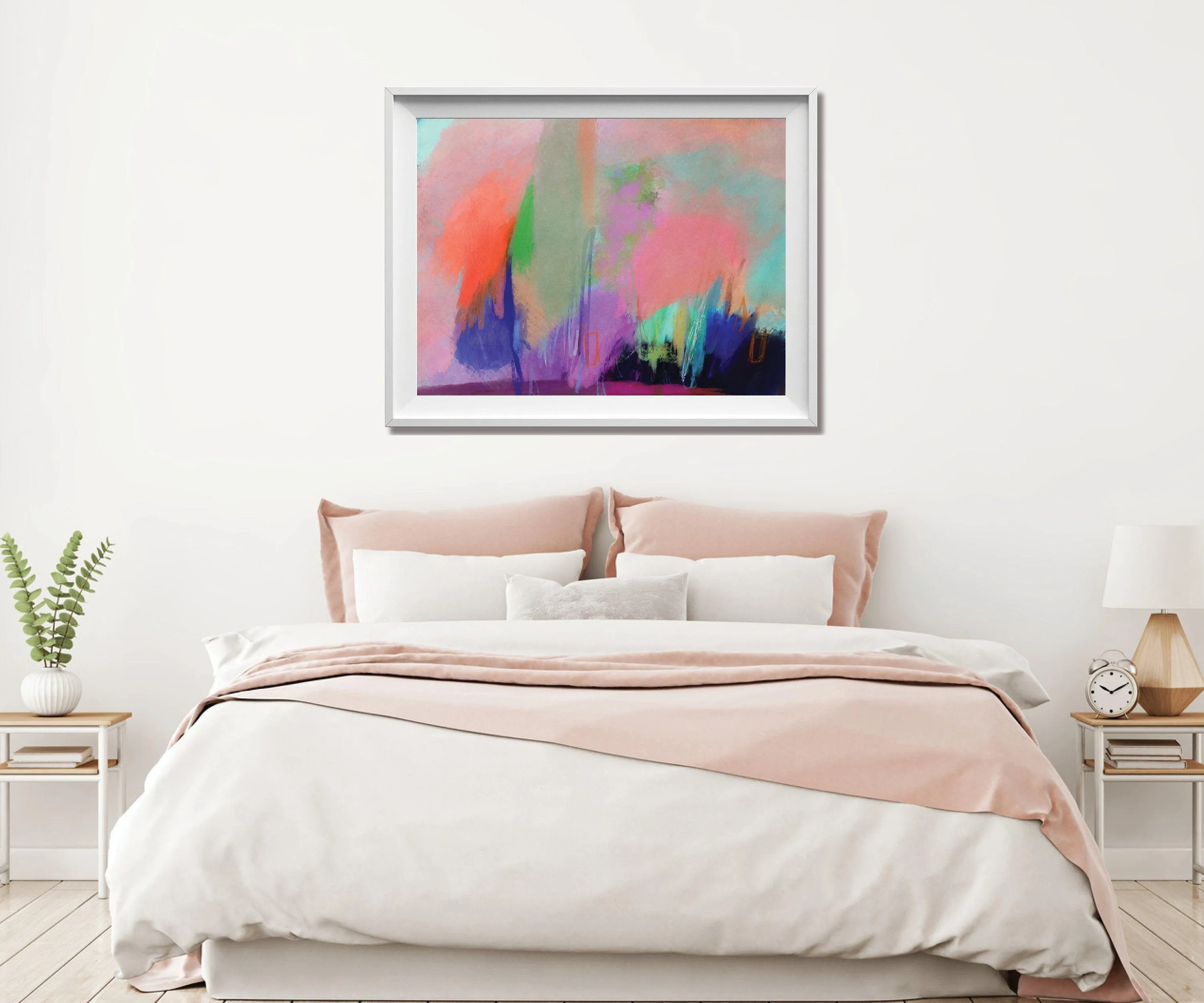 Colorful print, Extra large wall art print, Pink and orange wall art print, living room wall art, canvas wall art by Camilo Mattis