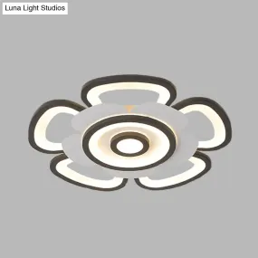 Contemporary Floral Acrylic LED Flush Mount Ceiling Light in Black and White, with Warm/White Glow - 20.5"/24.5" W